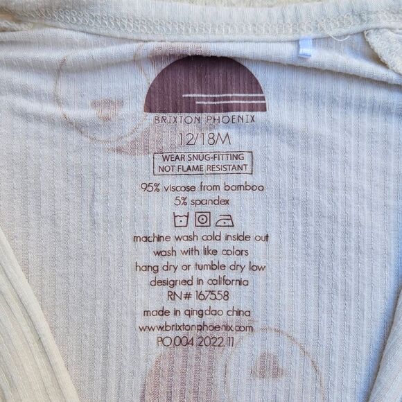 Brixton Phoenix Cream and Orange Yin Yang Heart Bamboo Zip Romper 12-18M - Picture 6 of 10